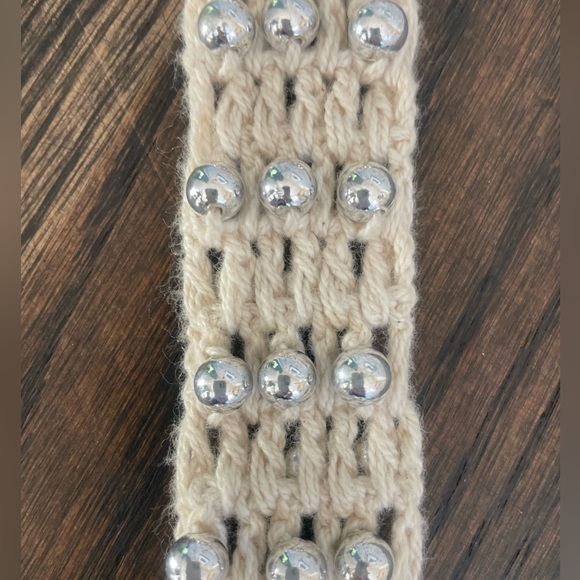 Zara Crocheted Bag with Silver Metal Studs . Double handle. NWT - Picture 5 of 6